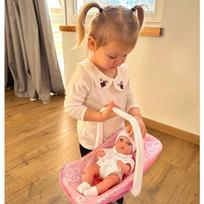 nesiokle lelei - Woopie Royal Kūdikio lėlė 30,5 cm + Rožinė nešioklė - 13 nuotrauka