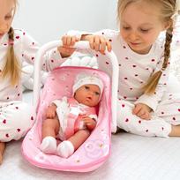 nesiokle lelei - Woopie Royal Kūdikio lėlė 30,5 cm + Rožinė nešioklė - 14 nuotrauka