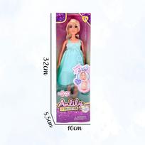 nescia lele - Woopie Royal lėlė Lily su nėščiosios pilvuku, mėlyna suknelė - 2 nuotrauka