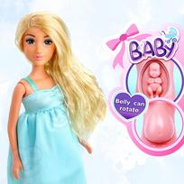 nescia lele - Woopie Royal lėlė Lily su nėščiosios pilvuku, mėlyna suknelė - 3 nuotrauka