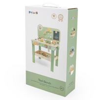 stalas medinis dirbtuves - Viga Toys Medinis darbastalis su įrankių rinkiniu ir laikrodžiu PolarB 44065 - 3 nuotrauka