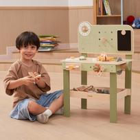 stalas medinis dirbtuves - Viga Toys Medinis darbastalis su įrankių rinkiniu ir laikrodžiu PolarB 44065 - 15 nuotrauka