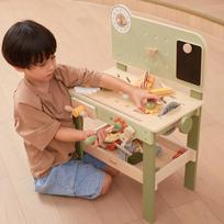 stalas medinis dirbtuves - Viga Toys Medinis darbastalis su įrankių rinkiniu ir laikrodžiu PolarB 44065 - 20 nuotrauka