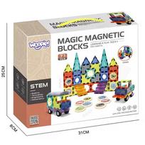 magnetines kaladeles - WOOPIE Magnetinių kaladėlių 3D rinkinys Pilis ir transporto priemonės 71 vnt. - 2 nuotrauka