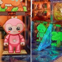 svieciantis konstruktorius - Woopie magnetiniai konstruktoriai 3D dinozaurų parkas 124 vnt - 7 nuotrauka