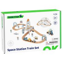 traukiniu trasa - TOOKY TOY medinis kosminio traukinio bėgių rinkinys - 3 nuotrauka