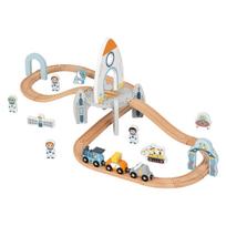 traukiniu trasa - TOOKY TOY medinis kosminio traukinio bėgių rinkinys - 7 nuotrauka