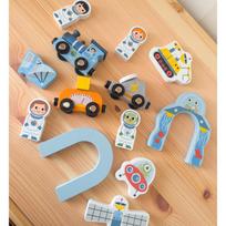 traukiniu trasa - TOOKY TOY medinis kosminio traukinio bėgių rinkinys - 8 nuotrauka