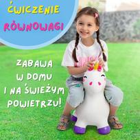 sokliukai - Woopie guminis šokliukas Vienaragis baltas su pompa - 7 nuotrauka
