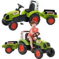 vaikiskas traktorius - FALK pedalinis traktorius Claas 1040AB su priekaba, žalias (Green) - 2 nuotrauka