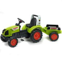 vaikiskas traktorius - FALK pedalinis traktorius Claas 1040AB su priekaba, žalias (Green) - 4 nuotrauka