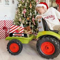 vaikiskas traktorius - FALK pedalinis traktorius Claas 1040AB su priekaba, žalias (Green) - 7 nuotrauka