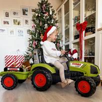 vaikiskas traktorius - FALK pedalinis traktorius Claas 1040AB su priekaba, žalias (Green) - 8 nuotrauka