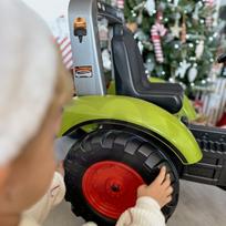 vaikiskas traktorius - FALK pedalinis traktorius Claas 1040AB su priekaba, žalias (Green) - 9 nuotrauka