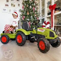 vaikiskas traktorius - FALK pedalinis traktorius Claas 1040AB su priekaba, žalias (Green) - 15 nuotrauka