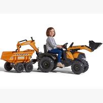 ekskavatorius - Paspiriamas traktorius FALK Case IH, oranžinis (Orange) su priekaba - 2 nuotrauka