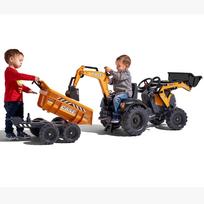 ekskavatorius - Paspiriamas traktorius FALK Case IH, oranžinis (Orange) su priekaba - 3 nuotrauka