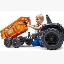 ekskavatorius - Paspiriamas traktorius FALK Case IH, oranžinis (Orange) su priekaba - 4 nuotrauka