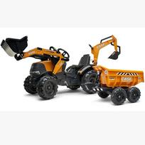 ekskavatorius - Paspiriamas traktorius FALK Case IH, oranžinis (Orange) su priekaba - 6 nuotrauka