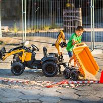 ekskavatorius - Paspiriamas traktorius FALK Case IH, oranžinis (Orange) su priekaba - 7 nuotrauka