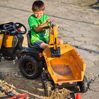 ekskavatorius - Paspiriamas traktorius FALK Case IH, oranžinis (Orange) su priekaba - 8 nuotrauka