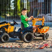 ekskavatorius - Paspiriamas traktorius FALK Case IH, oranžinis (Orange) su priekaba - 9 nuotrauka