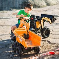ekskavatorius - Paspiriamas traktorius FALK Case IH, oranžinis (Orange) su priekaba - 11 nuotrauka