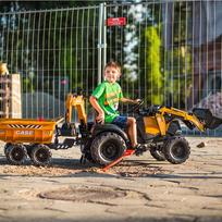 ekskavatorius - Paspiriamas traktorius FALK Case IH, oranžinis (Orange) su priekaba - 12 nuotrauka