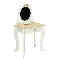 medinis stalas - Lulilo Bella Vaikiškas medinis kosmetinis staliukas su veidrodžiu ir kėdute, baltas (White) - 9 nuotrauka