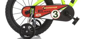 dviracio dinama - Vaikiškas dviratis Dino Bikes Raptor, raudonas/geltonas, 11" (27 cm), 16" - 4 nuotrauka