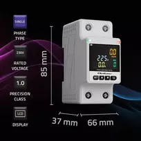 elektros skaitiklis - Qoltec 50981 Vienfazis elektroninis skaitiklis ,  energijos suvartojimo matuoklis ,  DIN35 ,  Wi-Fi ,  TUYA ,  Smart Life - 2 nuotrauka