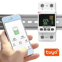 elektros skaitiklis - Qoltec 50981 Vienfazis elektroninis skaitiklis ,  energijos suvartojimo matuoklis ,  DIN35 ,  Wi-Fi ,  TUYA ,  Smart Life - 3 nuotrauka