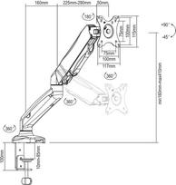 stalo monitoriaus laikiklis - DELTACO 13-27", laiko iki 6.5kg, montuojamas prie stalo, juodas / ARM-534 - 4 nuotrauka