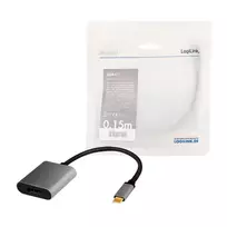 usb c usb c dp - „LogiLink“ adapteris USB-C iki DP/F, 4K/60Hz, 0,15 m aliuminio - 2 nuotrauka