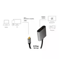 usb c usb c dp - „LogiLink“ adapteris USB-C iki DP/F, 4K/60Hz, 0,15 m aliuminio - 4 nuotrauka