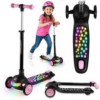 paspirtukas triratis - Ricokids Glowi LED triratis balansinis paspirtukas vaikams, juodas ir rožinis - 1 nuotrauka