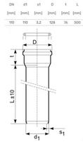 kanalizacijos vamzdis 110 - Lauko kanalizacijos vamzdis Magnaplast, 110 mm, SN4, 0.5 m - 2 nuotrauka