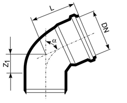 galas vamzdzio - Alkūnė Magnaplast HTplus, 32 mm - Movinis galas / 32 mm - Lygus galas, 15 ° - 2 nuotrauka