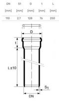kanalizacijos vamzdis 110 - Kanalizacijos vamzdis Magnaplast HTplus, 110 mm, 0.25 m - 2 nuotrauka