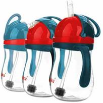 gertuve su siaudeliu - Neišsiliejantis mokomasis puodelis 280 ml su dviem rankenėlėmis ir svareliu, blue/red, A0164 - 2 nuotrauka