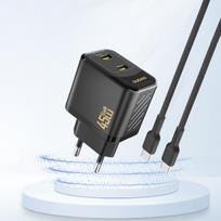 45w charger - Dudao A28PEU PD 45W GaN 2xUSB-C Įkroviklis - Juodas (Black) - 4 nuotrauka