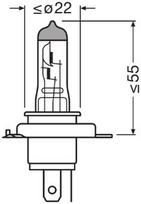 automobiliu lempa - Osram Lamp 60/55W P43t 12V H4 - 2 nuotrauka