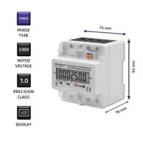 energijos matuoklis - QOLTEC 50900 Three Phase Electronic Energy Consumption Meter 230V LCD 4P DIN Rail - 7 nuotrauka