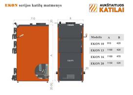 kieto kuro katilai - Kieto kuro katilas EKON, apatinio degimo, 10kW - 4 nuotrauka