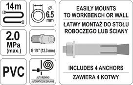 laistymo zarna - Automatinė oro žarnos ritė 1/4'' Yato (YT-24243) - 2 nuotrauka