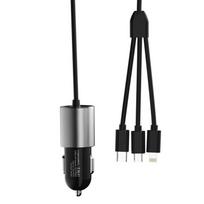 ikroviklis micro usb - Automobilinis įkroviklis Dudao R5ProN, Lightning/USB/USB Type-C, juoda - 3 nuotrauka