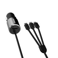 ikroviklis micro usb - Automobilinis įkroviklis Dudao R5ProN, Lightning/USB/USB Type-C, juoda - 4 nuotrauka