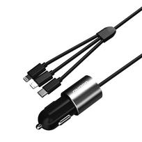 ikroviklis micro usb - Automobilinis įkroviklis Dudao R5ProN, Lightning/USB/USB Type-C, juoda - 5 nuotrauka