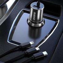 ikroviklis micro usb - Automobilinis įkroviklis Dudao R5ProN, Lightning/USB/USB Type-C, juoda - 8 nuotrauka