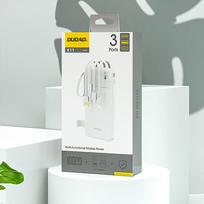 iniu isorine baterija - Dudao K11 10000mAh Powerbank su integruotais kabeliais, baltas - 2 nuotrauka
